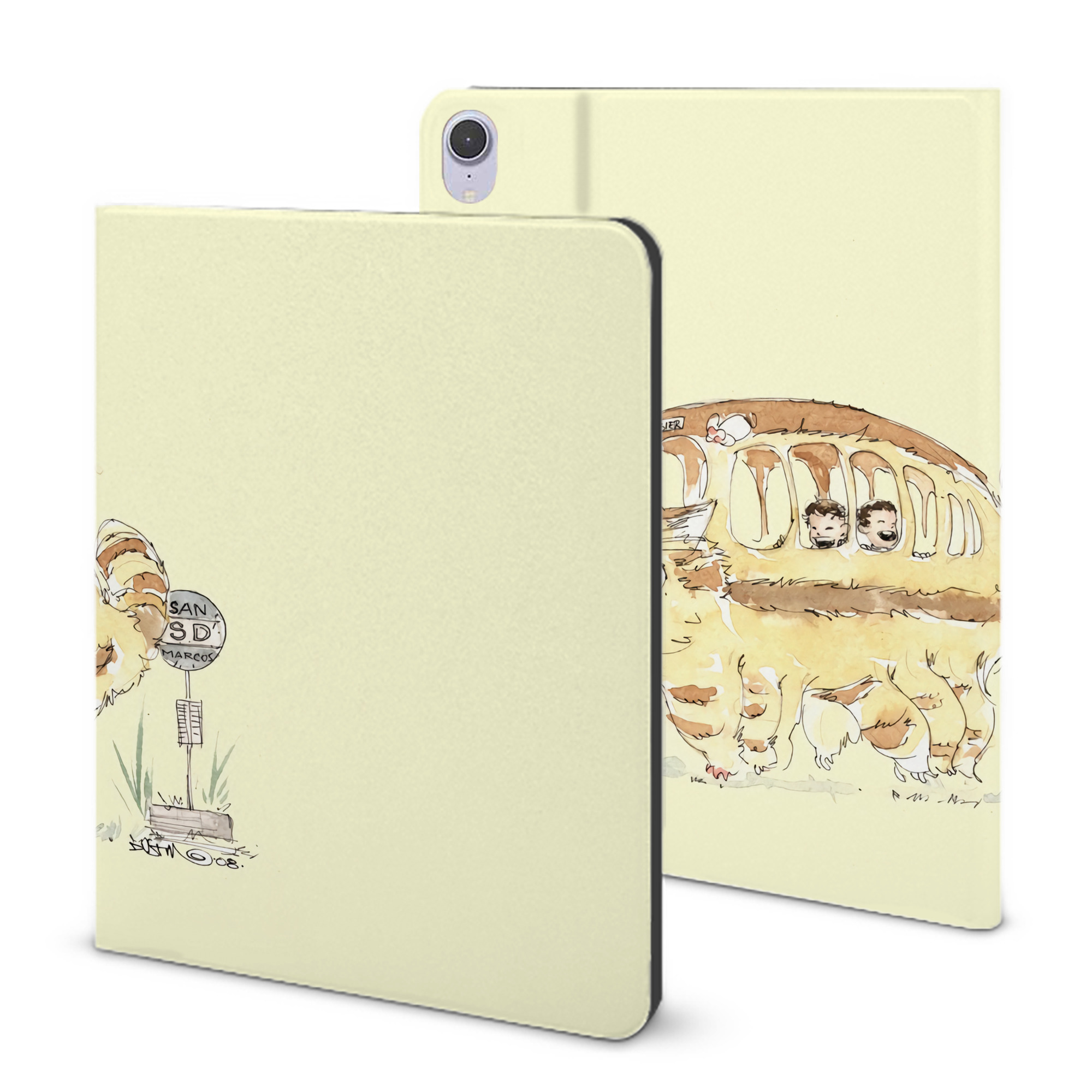（画像用） となりのトトロ 草壁メイ 草壁サツキ My Neighbor Totoro Satsuki Kusakabe Mei Kusakabe IPad ケース ブック型 PUレザー TPU 耐衝撃 軽量 薄型 ペン収納なし 全面保護 IPad 各モデル対応